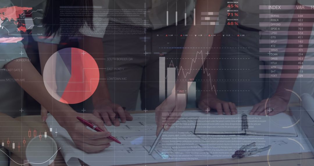 Business Professionals Analyzing Financial Data Graphs Innovative Technology