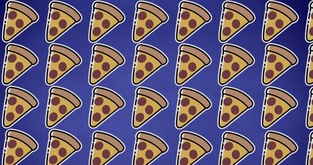 Pizza Slice Pattern on Blue Background