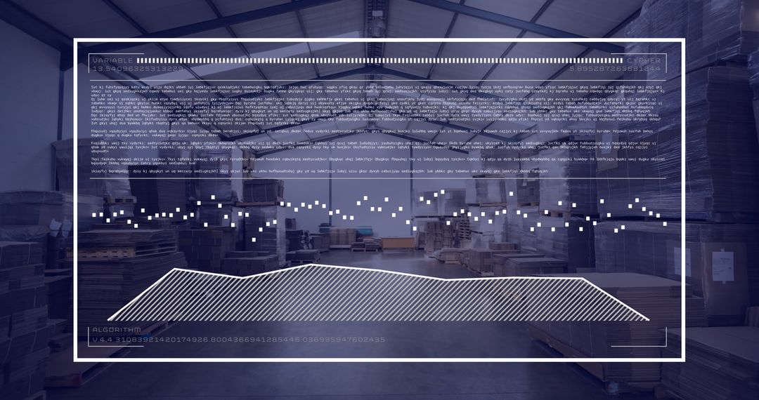 Futuristic Data Interface with Warehouse Background