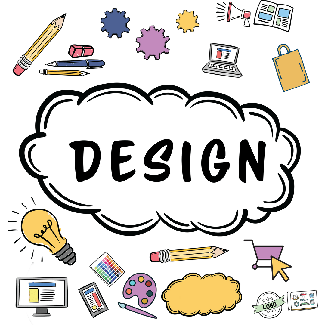 Creative Doodle Icons with Transparent Media Design Elements