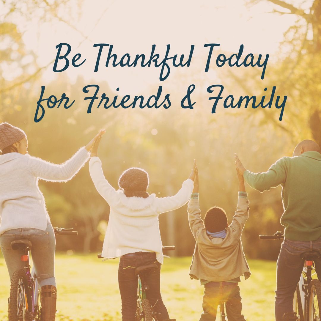 Family Celebrating Gratitude in Sunlit Park