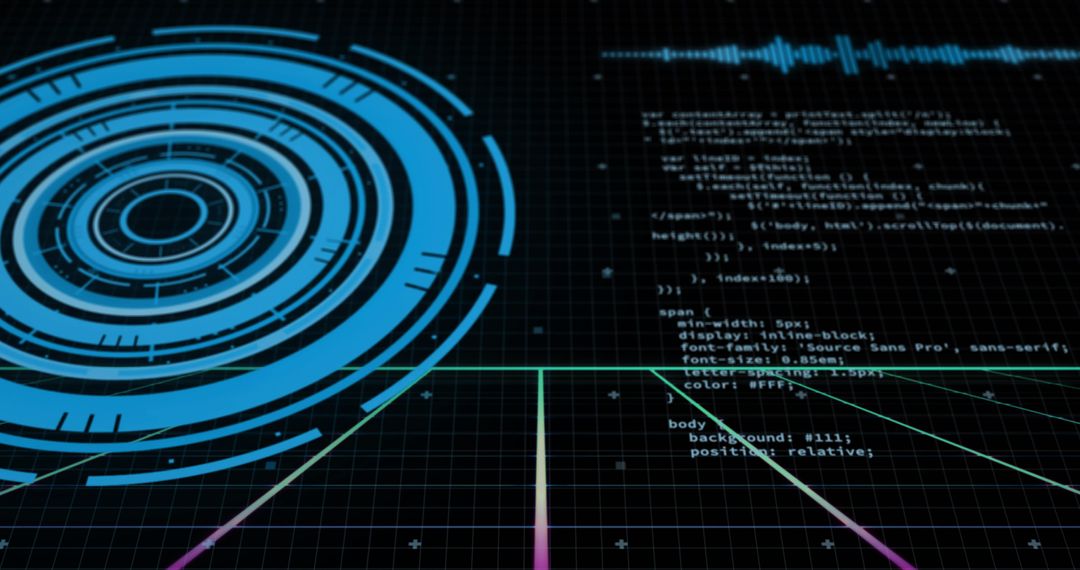 Futuristic Digital Code Interface and Radar