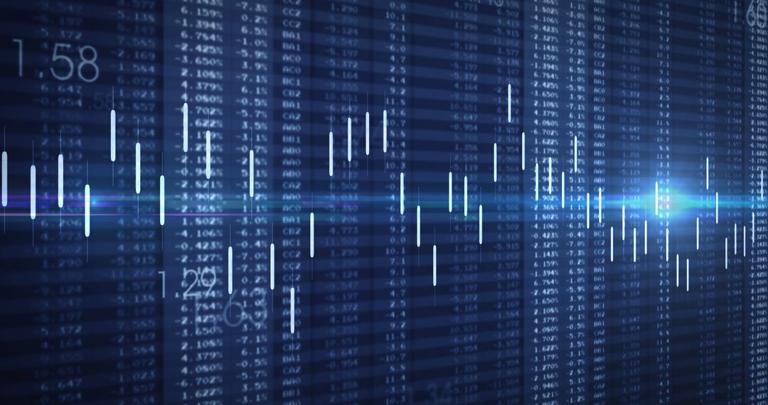 Abstract Financial Data Digital Display with Blue Tint