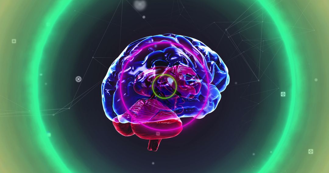 Futuristic Digital Brain Interface with Neon Glow