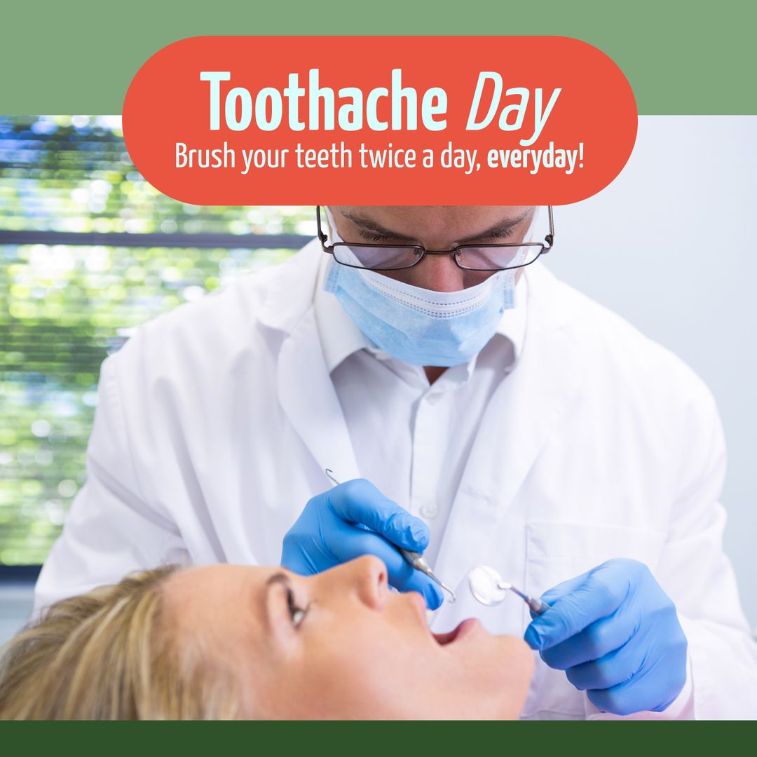 Dentist Treating Female Patient on Toothache Day for Awareness