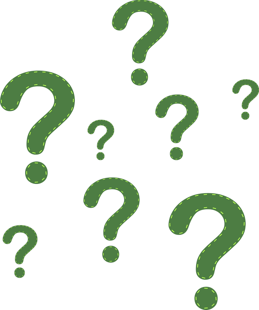 Pattern of Green Transparent Question Marks on White Background