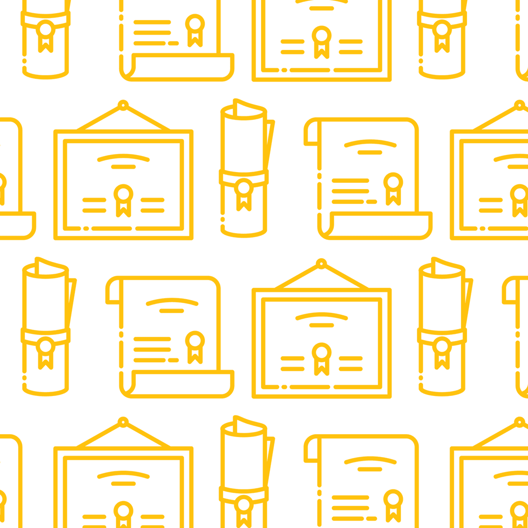 Pattern of Orange Diplomas on Transparent Background for Education Concept