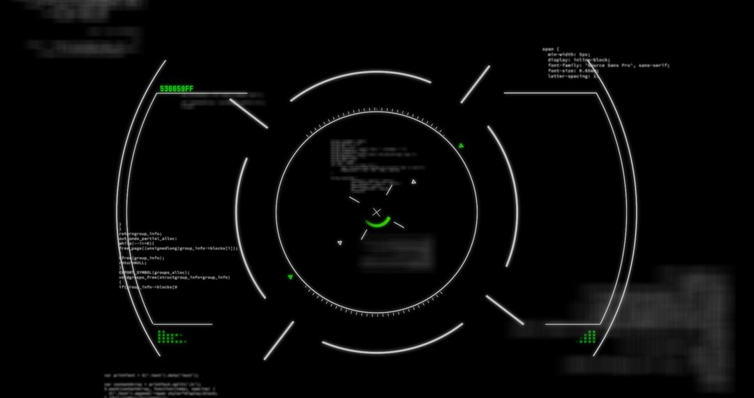Futuristic HUD Interface with Digital Code Elements