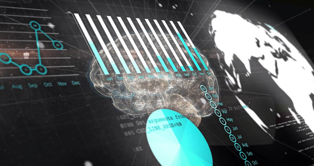 Futuristic 3D Brain Visualization in Digital Data Interface