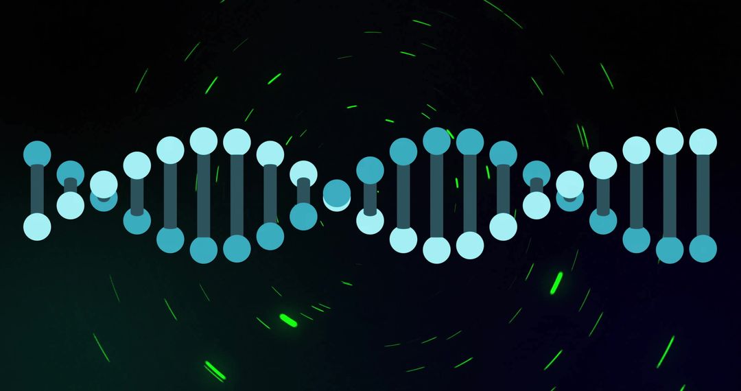 Digital DNA Helix with Neon Green Streaks in Abstract Space