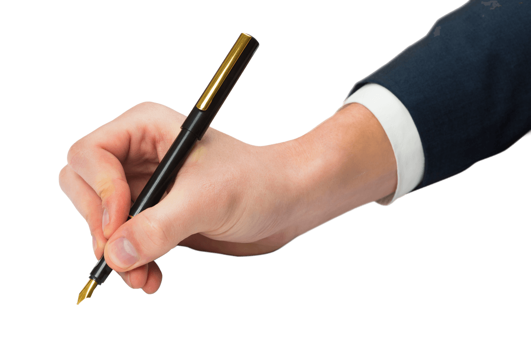 Transparent Hand Writing with Elegant Black Fountain Pen