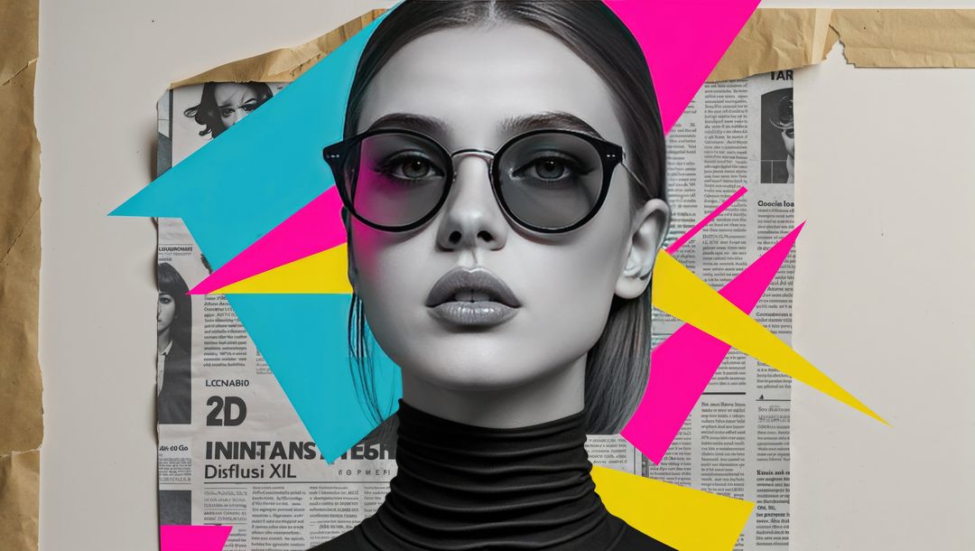Contemporary Fashion Portrait with Avant-Garde Newspaper Collage