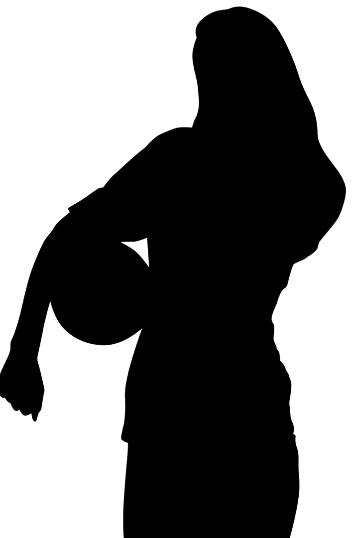 Silhouette of Woman Playing Volleyball on Transparent Background