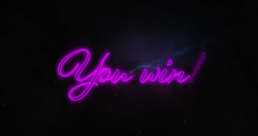 Vibrant You Win Neon Text with Lightning Effect