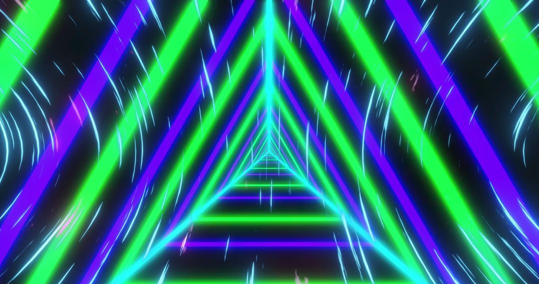 Futuristic Neon Tunnel with Moving Shapes in Motion