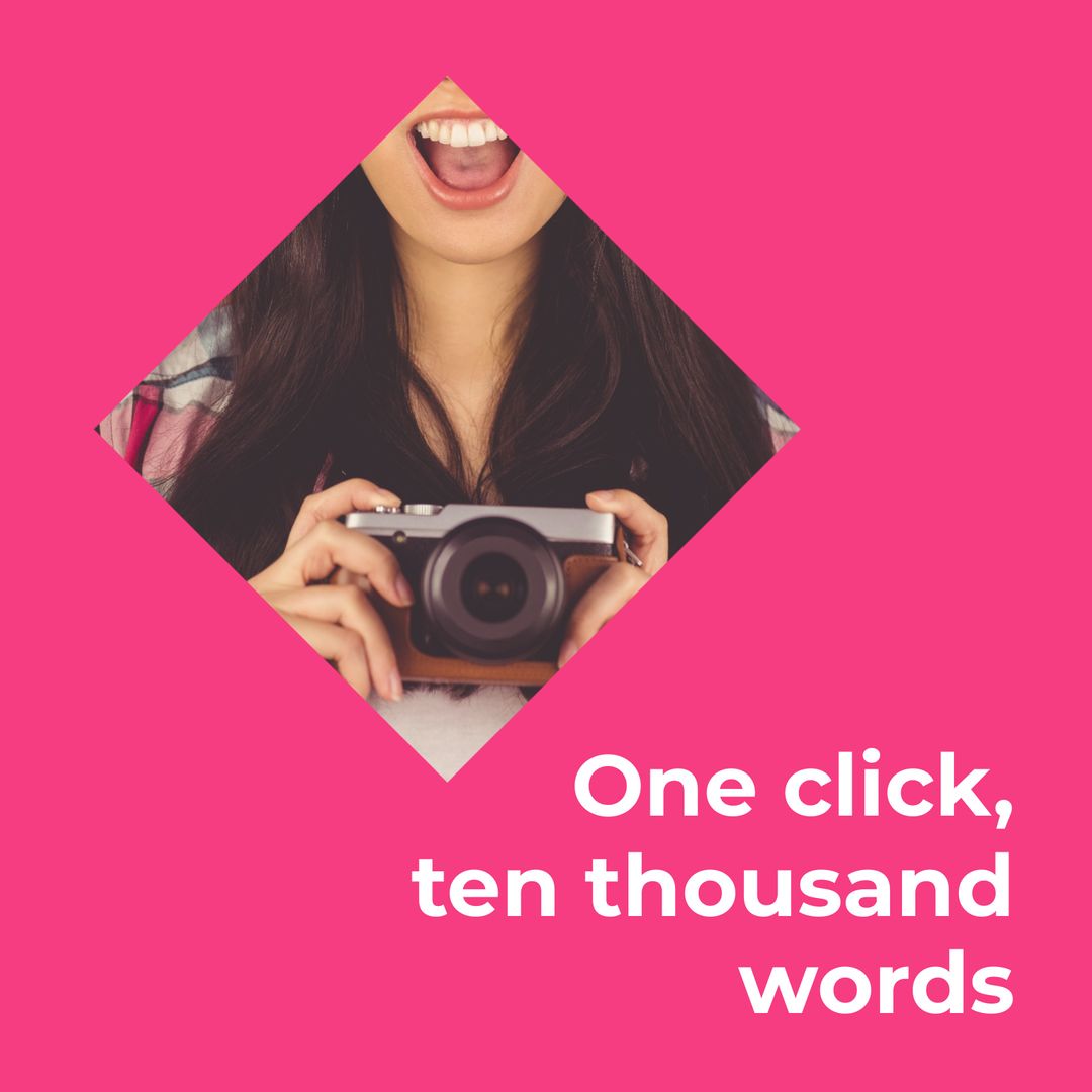 World Photography Day Concept with Smiling Female Photographer