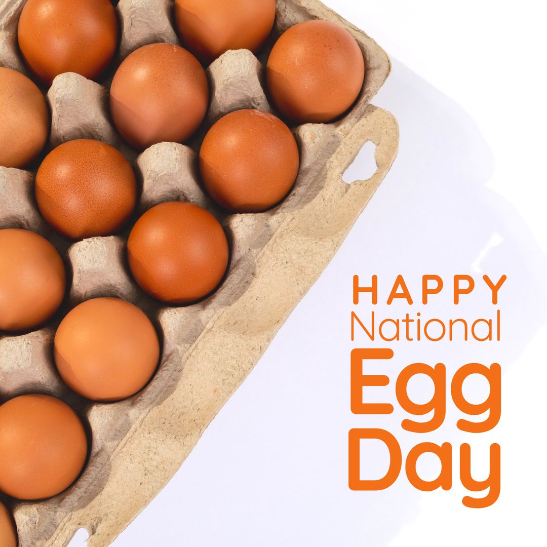 Happy National Egg Day Celebration Over Fresh Eggs in Carton - Download Free Stock Templates Pikwizard.com