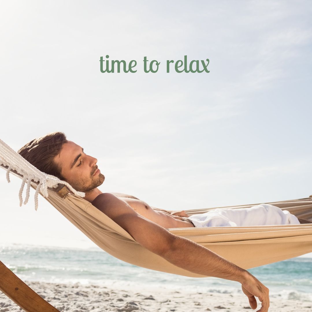 Relaxation by Sea with Man Resting in Hammock
