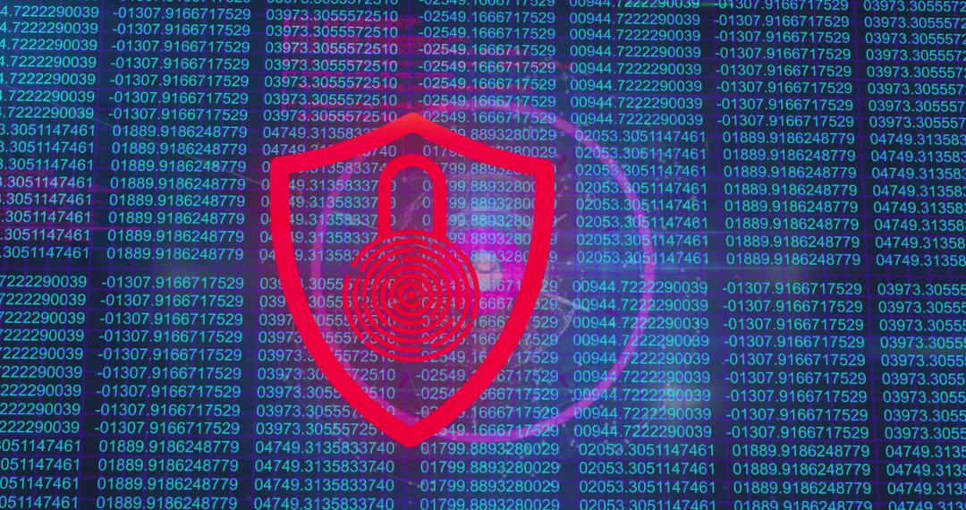 Red Digital Padlock Overlaying Data Stream Representing Cybersecurity