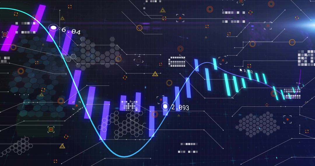 Futuristic Data Visualization with Sine Wave and Digital Elements