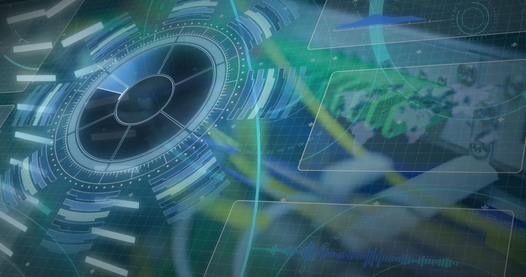 Futuristic Technology Interface with Rotating Circular HUD Element