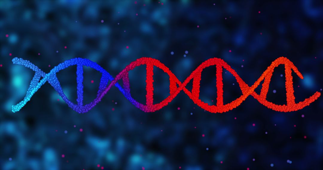 Digital Representation of DNA Structure on Blue Background