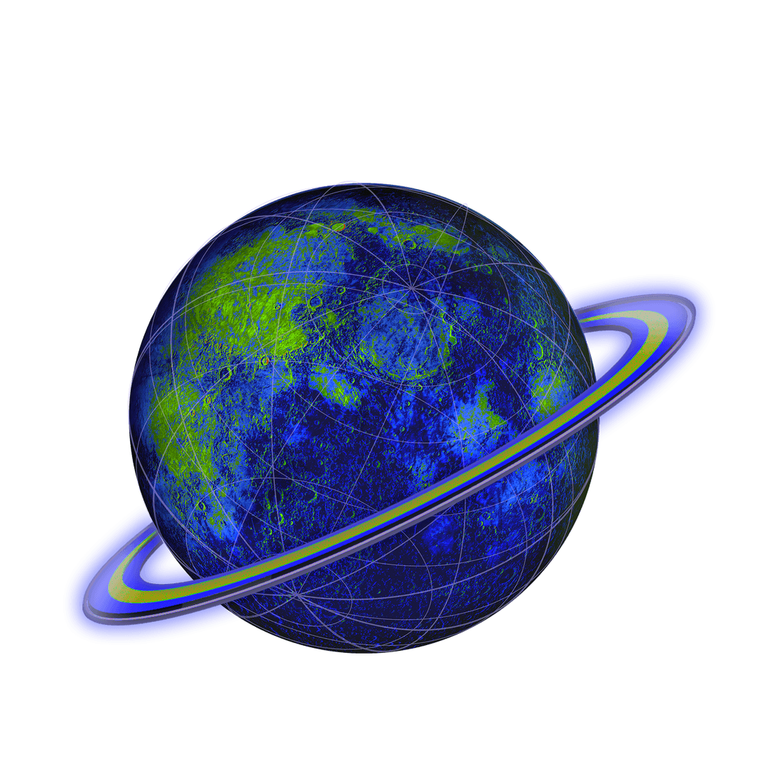 Transparent Ringed Planet with Grid Lines Illustration for Futuristic Design