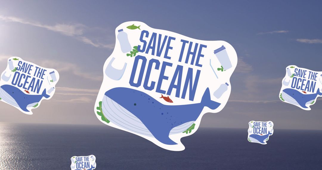 Save the Ocean Campaign with Whale Icon and Sea Background