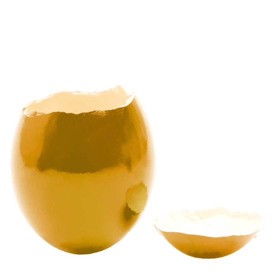 Golden Cracked Egg on Transparent Background