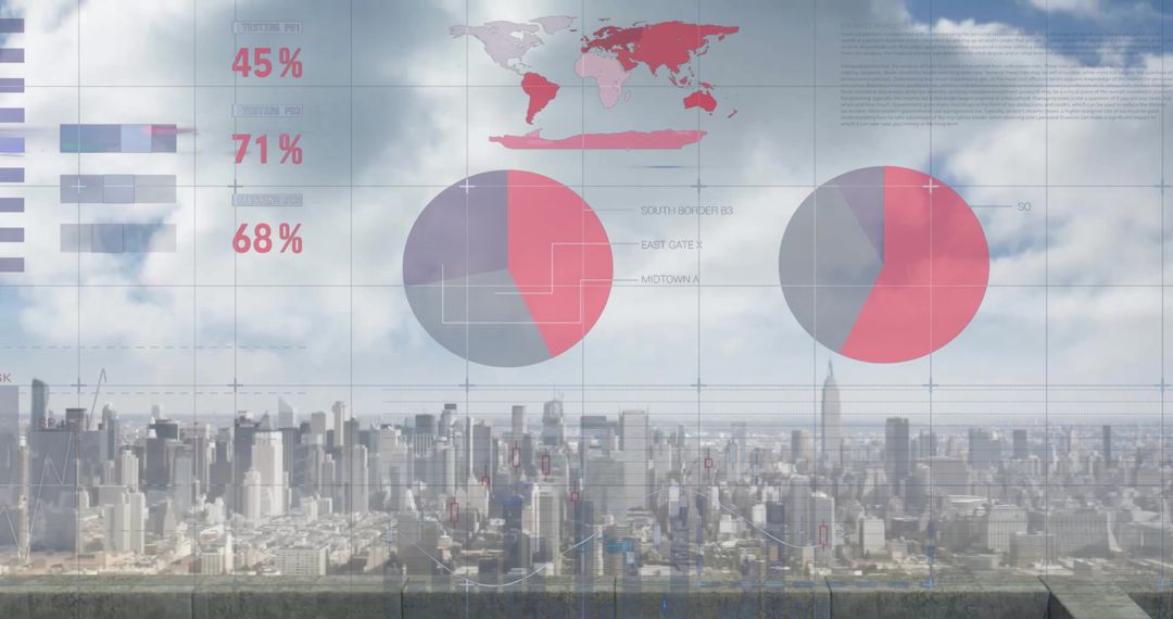 Financial Data Processing Concept Over Urban Landscape