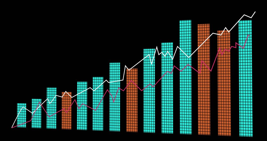 Digital Bar and Line Chart with Financial Data Overlay