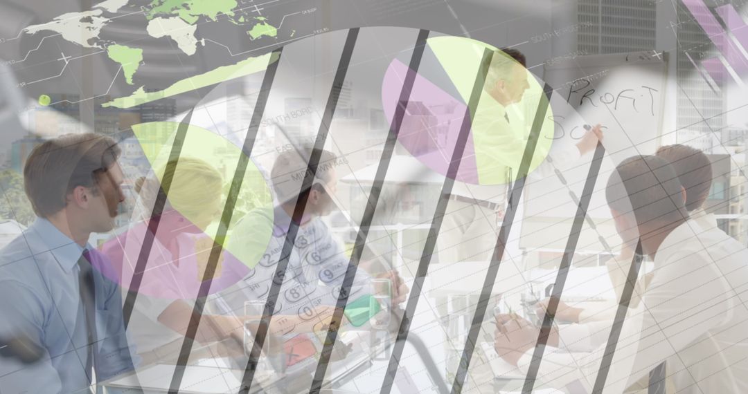 Global Business Strategy Meeting: Diverse Team Analyzing Data Insights