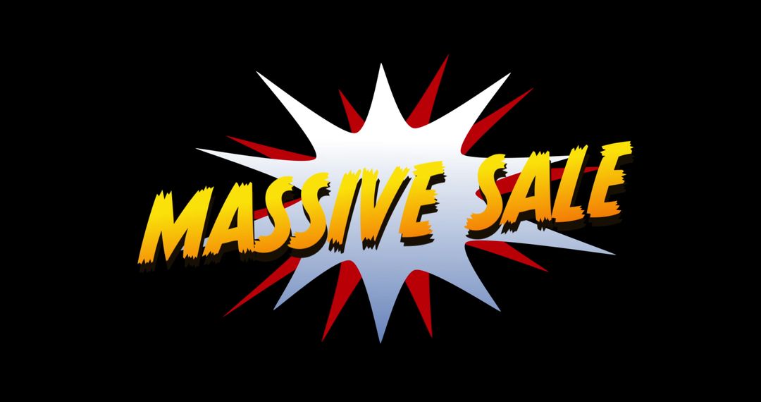 Massive Sale Text with Explosive Cartoon Style