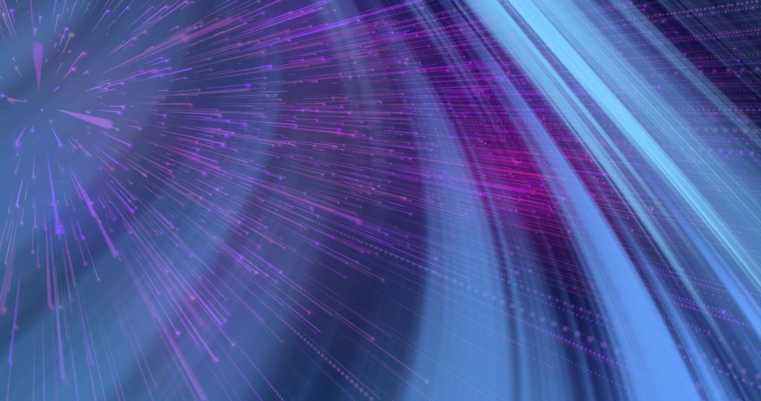 Neon Purple Particle Burst with Dynamic Blue Stripes