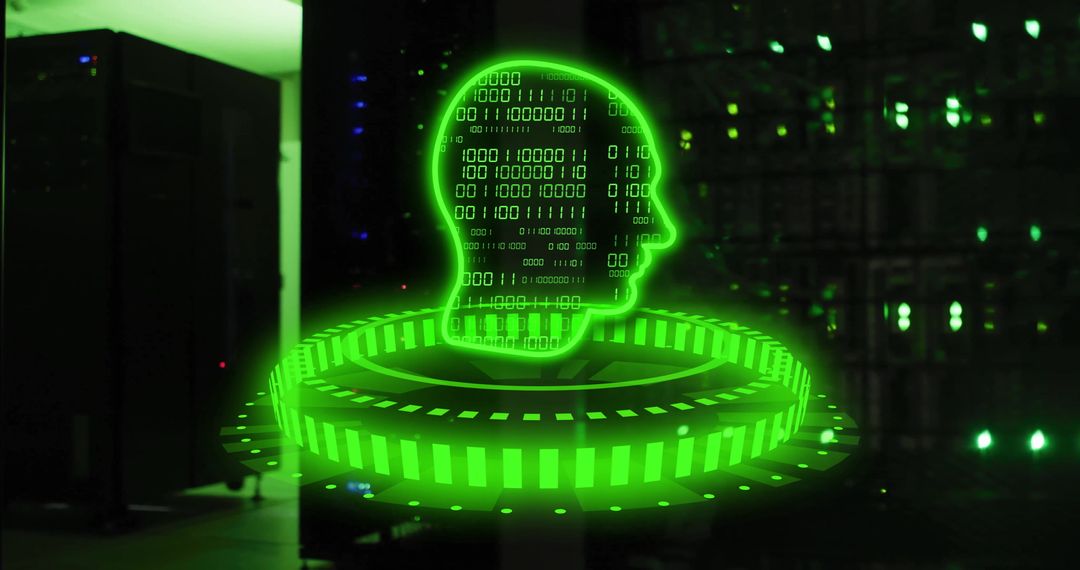 Futuristic Binary Code Human Head Cyber AI Technology