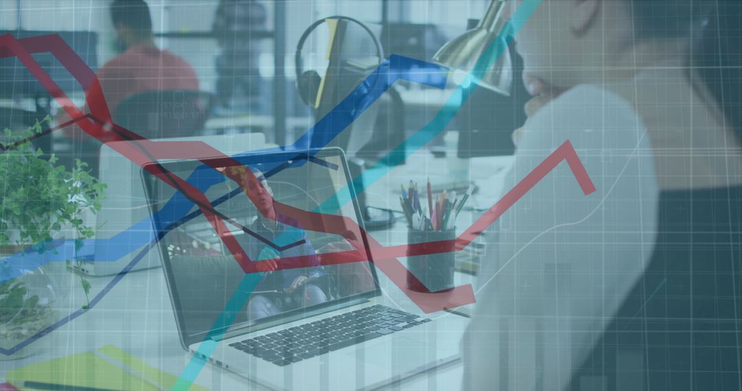 Virtual Meeting with Business Strategy Analysis Overlapping