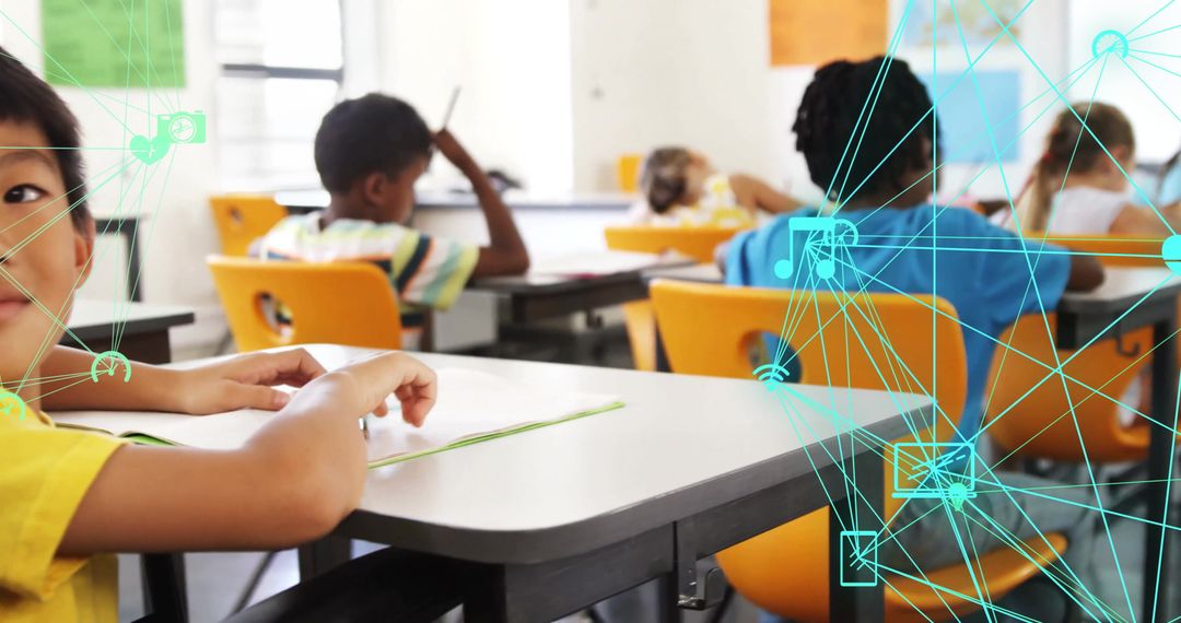 Students Learning in Digital Classroom with Virtual Network