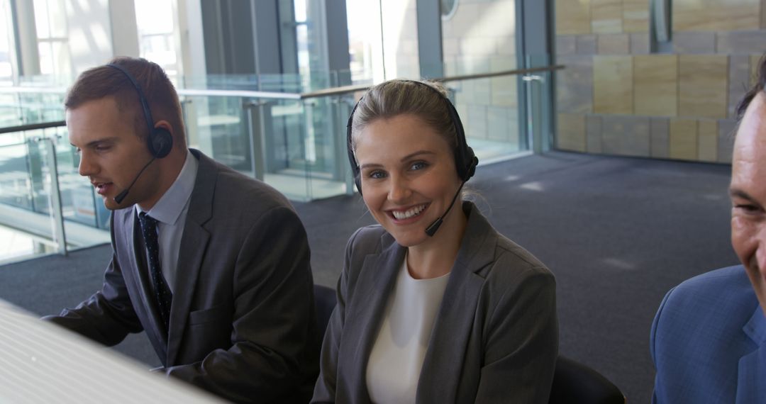 Smiling Customer Service Representative Wearing Headset Indoor Office - Free Images, Stock Photos and Pictures on Pikwizard.com