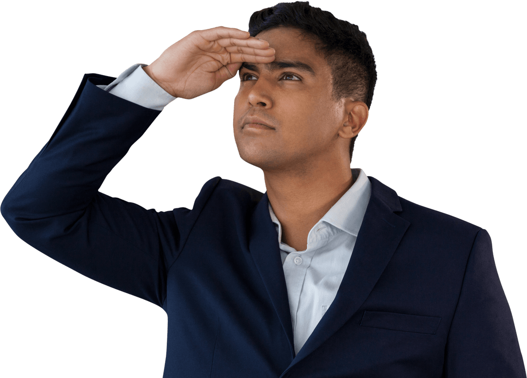 Confident Businessman Looking Ahead Transparent Background