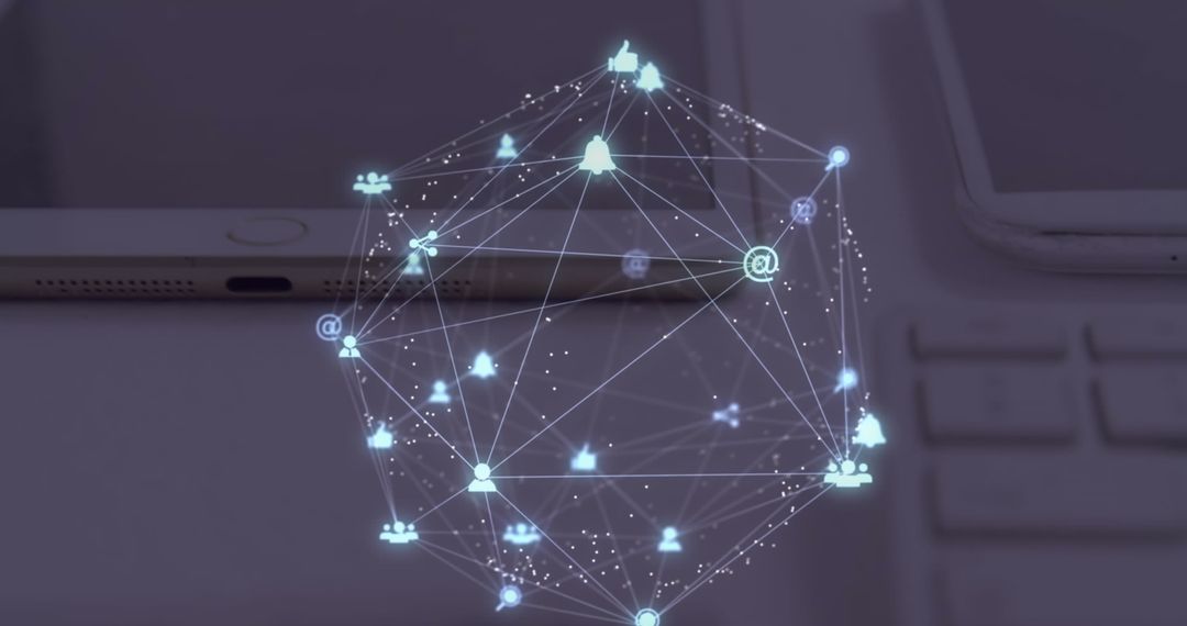 Globe of Digital Icons Above Electronic Devices for Networking