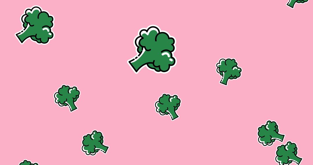 Vibrant Broccoli Pattern on Pink Backdrop