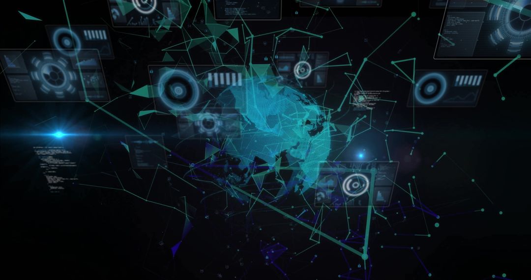 Futuristic Digital Data Processing with Global Network Visualization