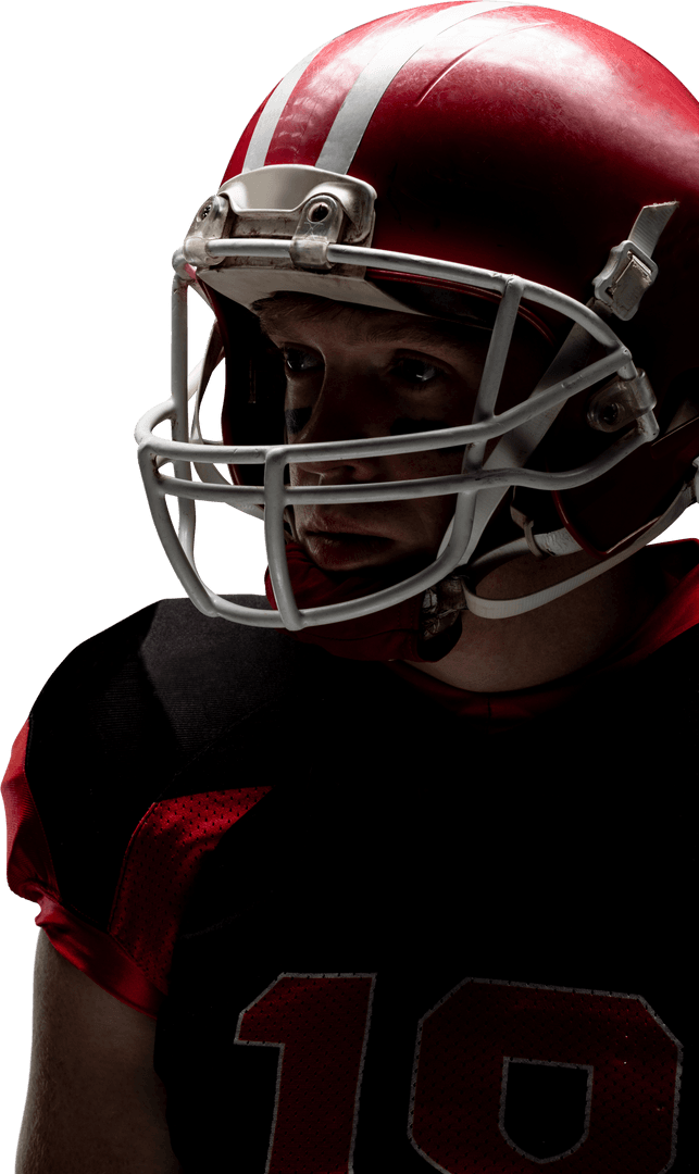 Transparent Silhouette of American Football Player in Red Helmet