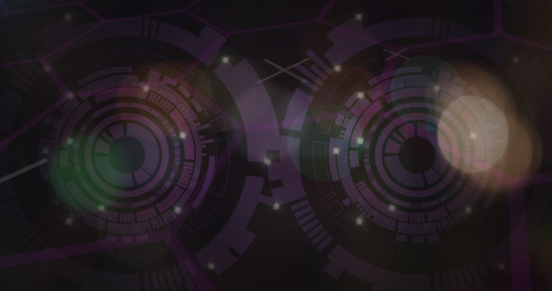 Abstract Digital Circuitry with Light Effects on Dark Background