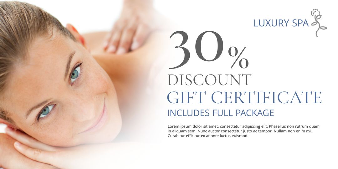 Luxury Spa Offer with 30 percent Discount on Full Package Gift Certificate - Download Free Stock Templates Pikwizard.com