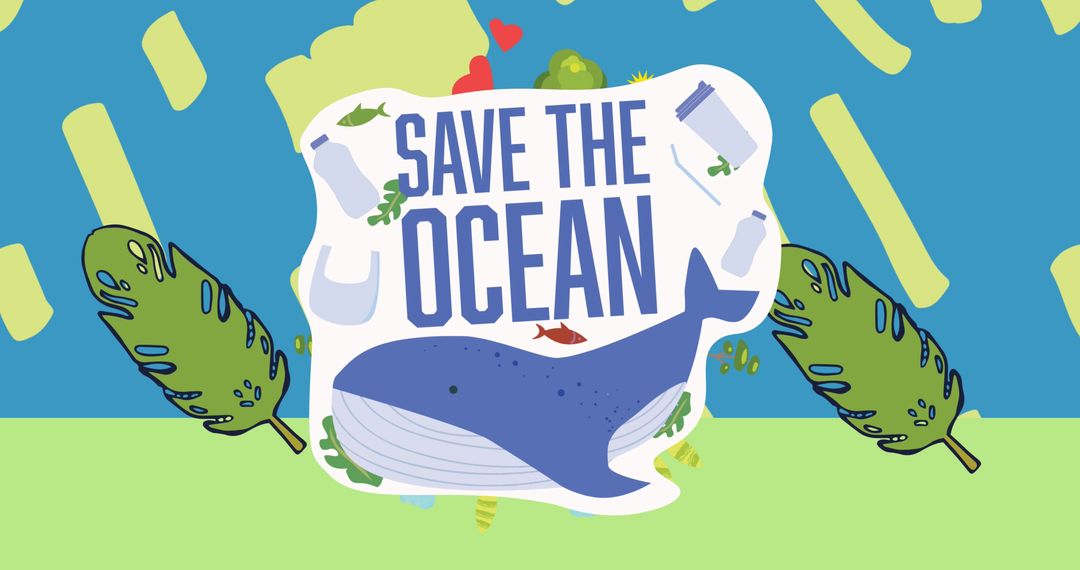 Save the Ocean Illustration with Ecological Symbols