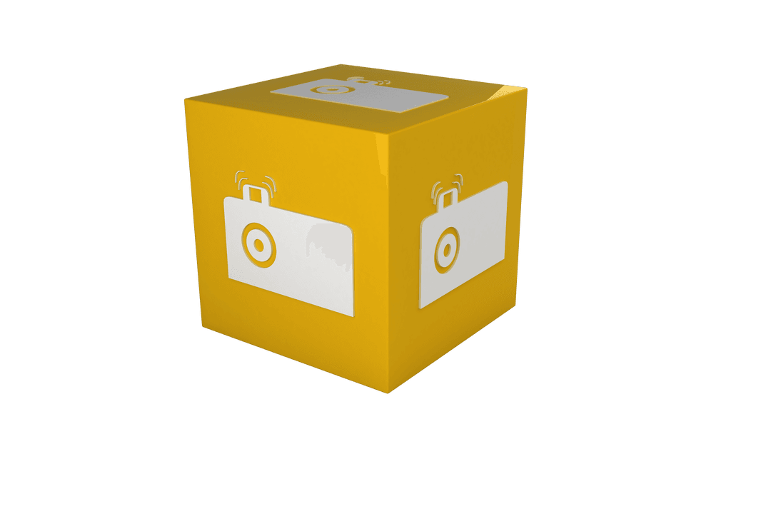 Camera Cube on Transparent Background for Tourism Concept