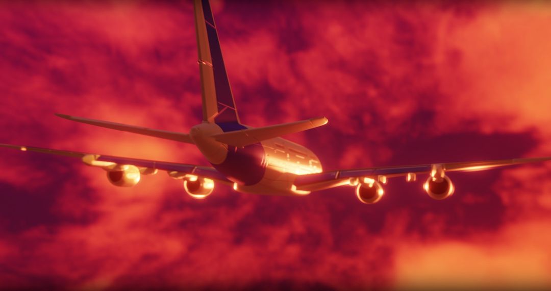 Digital Airplane Flying Through Vibrant Sky