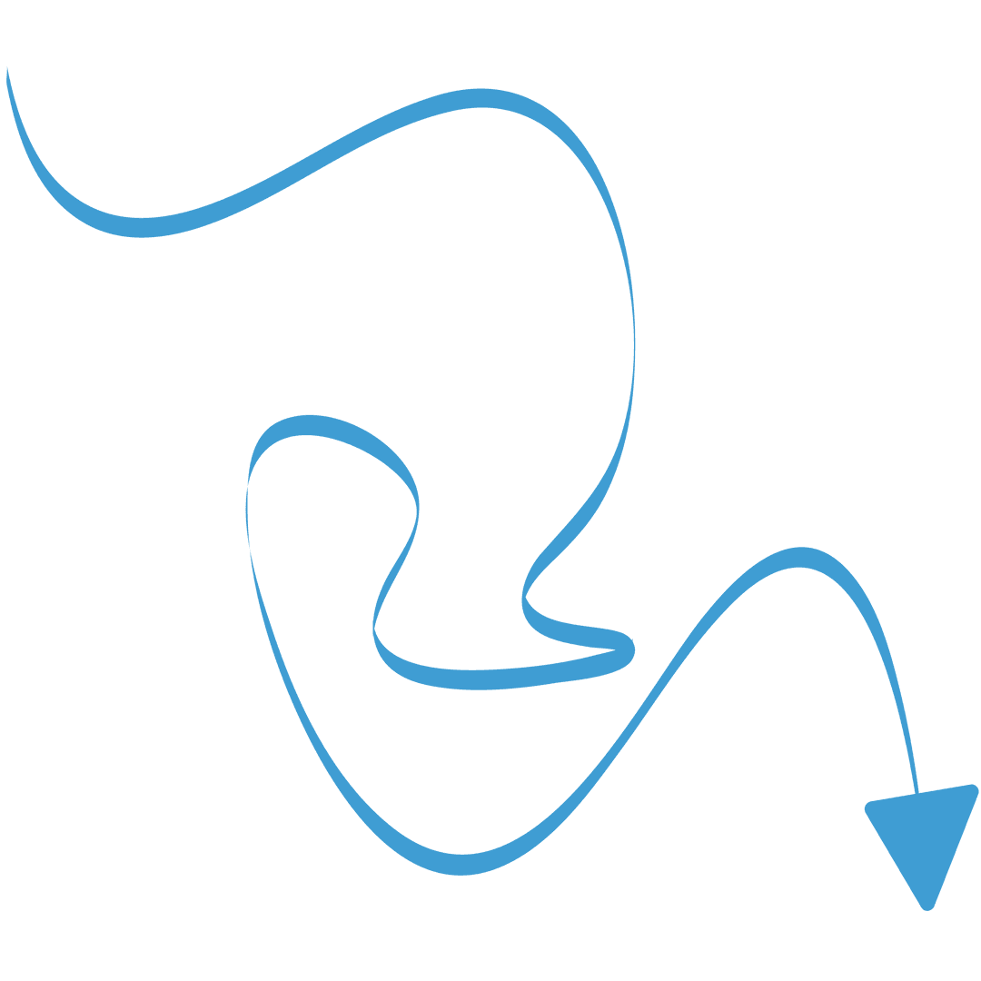 Blue Wavy Arrow Illustration on Transparent Background