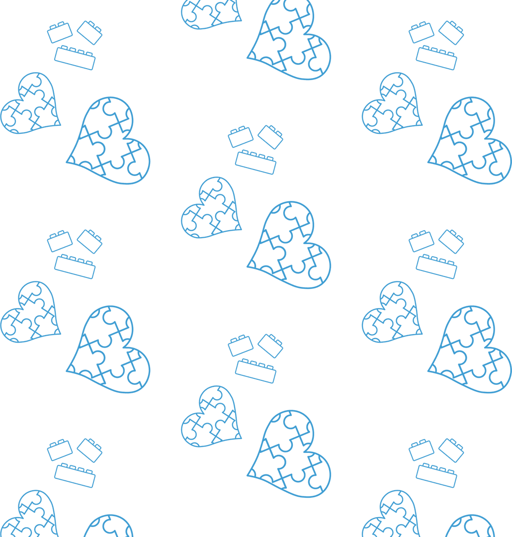 Seamless Puzzle Heart and Shapes Pattern Transparent Vector Illustration